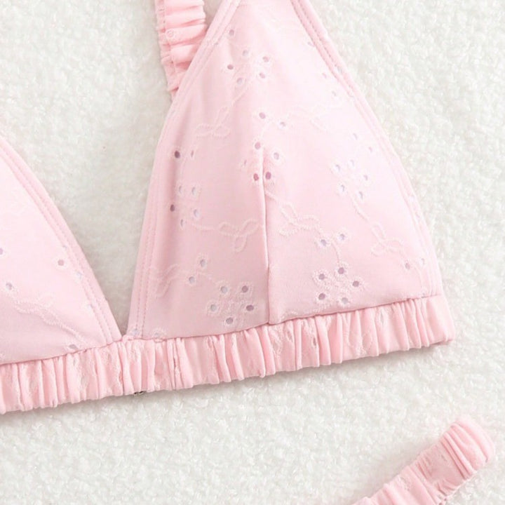Women Triangle Bikini Set with Playful Ruffle Design Mune Fashion