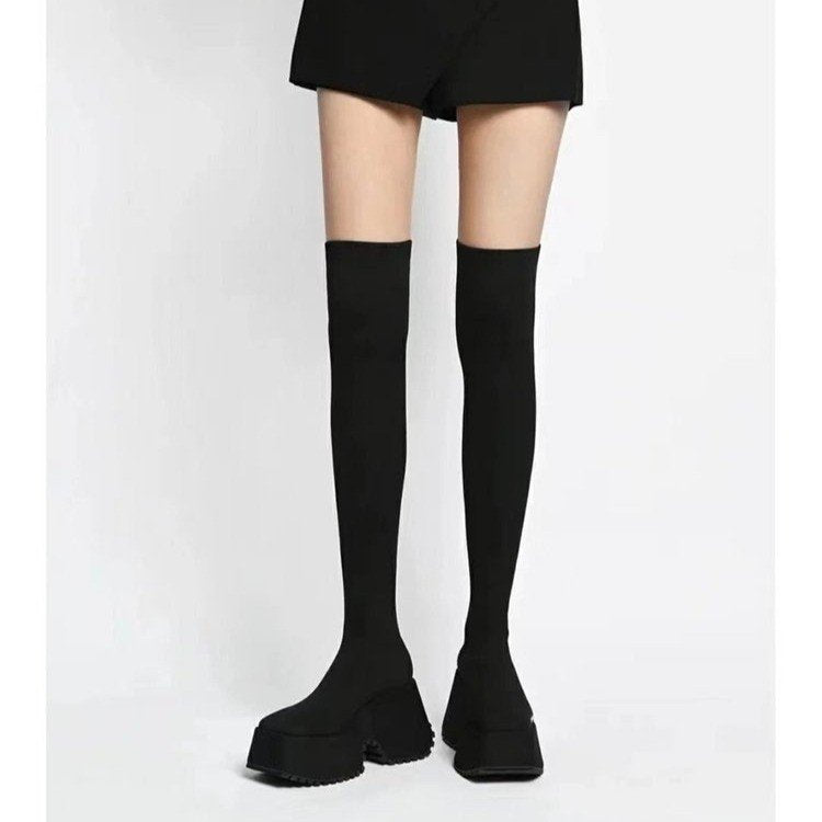 Women's Plateau Sock Boots with distinctive Lug Sole and sculptural platform Mune Fashion