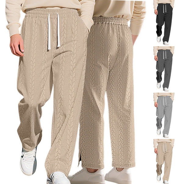 Men's loosely falling knit joggers with cable pattern and drawstring Mune Fashion
