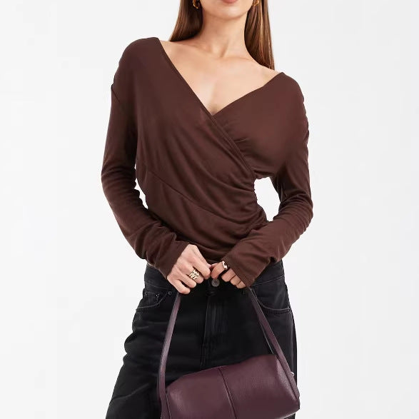 Women Playfully Cut Wrap Top Mune Fashion