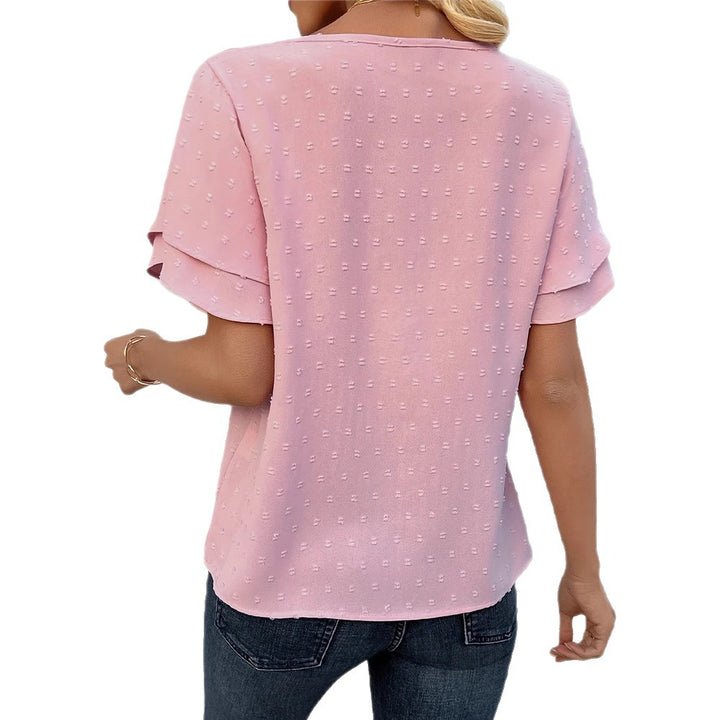 Ladies nan lightweight crêpe blouse with raised dot structure and double-layered ruffle sleeves Mune Fashion