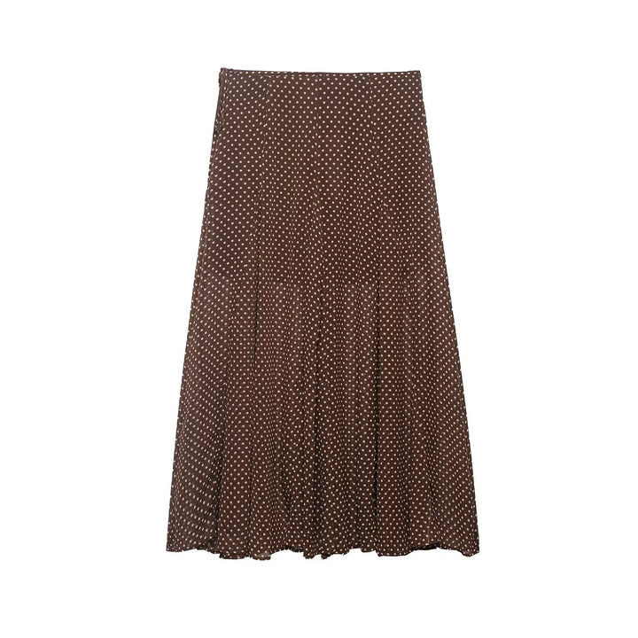 Women's Wrap Midi Skirt made of Chiffon with Polka Dot Pattern Mune Fashion
