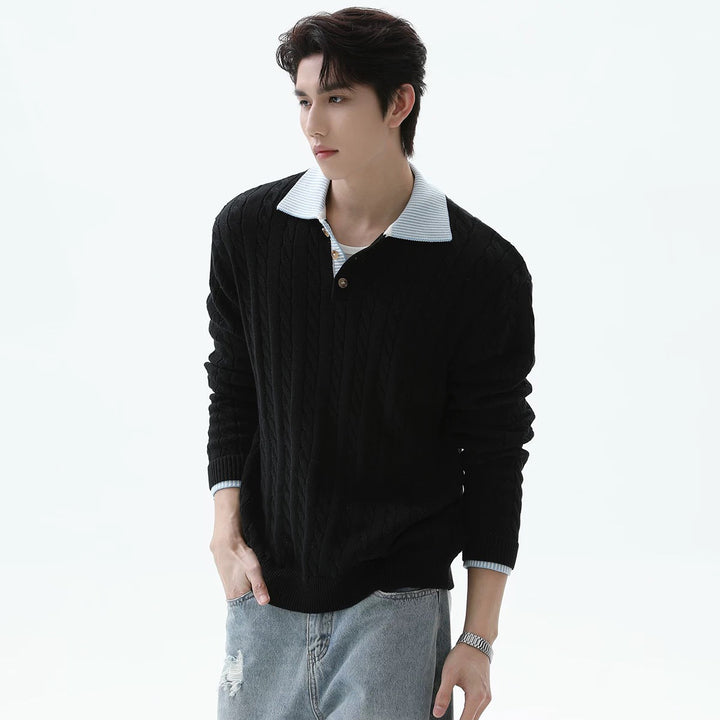 Men's Fashionable Knit Sweater with Textured Design Mune Fashion