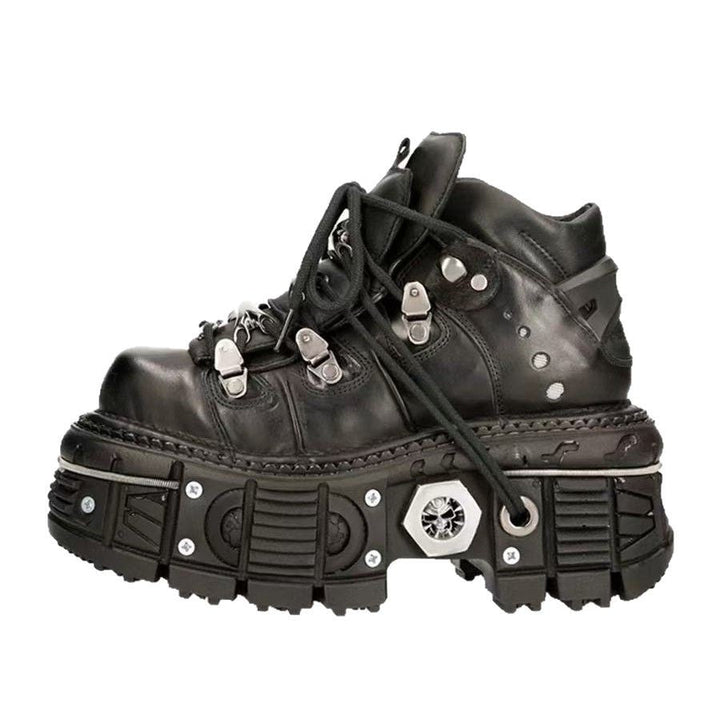 Women's Stable High-Top Boots with Durable Rubber Sole Mune Fashion
