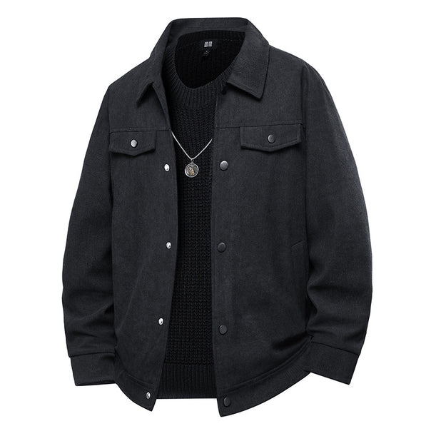 Men's trucker jacket in suede look with snap button closure and chest pockets Mune Fashion