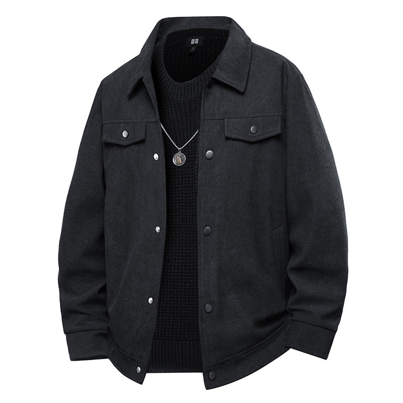Men's trucker jacket in suede look with snap button closure and chest pockets Mune Fashion