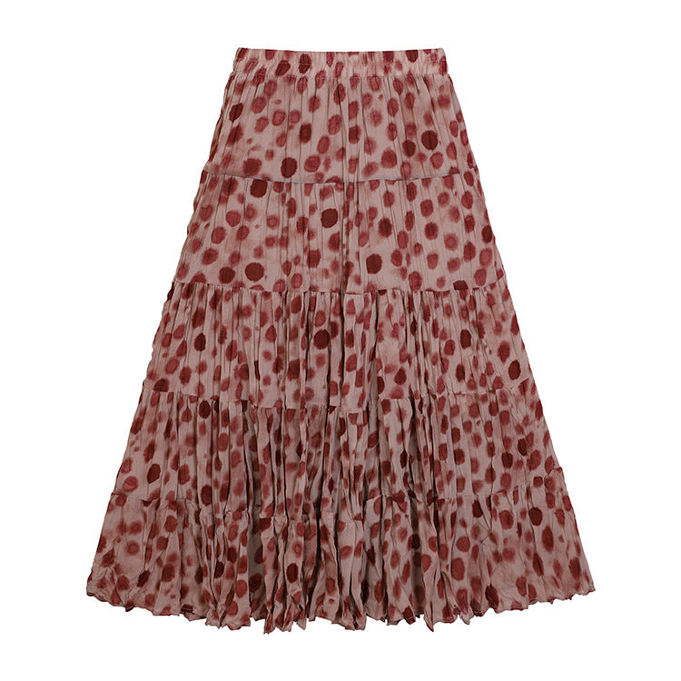 Women's flowing midi maxi skirt with multi-layered tiered design and fine pleated look Mune Fashion