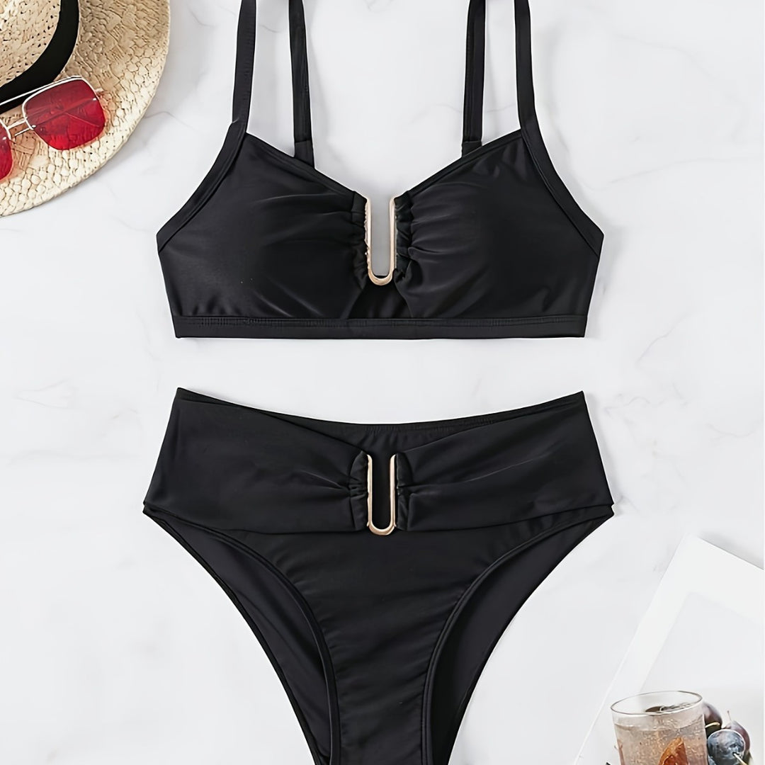Women's bikini set with high-waisted pants and decorative lace-up closure Mune Fashion