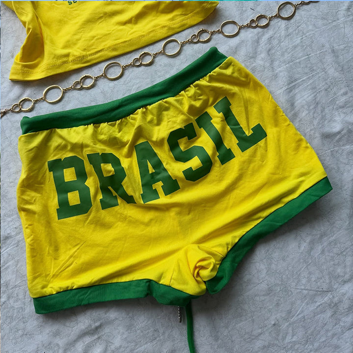 Ladies nan sporty Crop Top with flag print and adjustable straps Mune Fashion