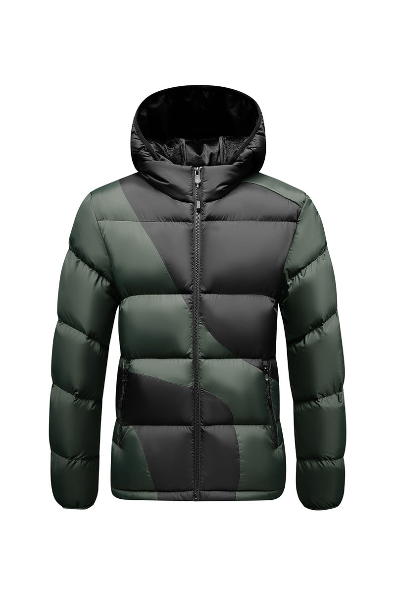 Men's quilted jacket with contrasting panels, hood, and thermal synthetic filling Mune Fashion