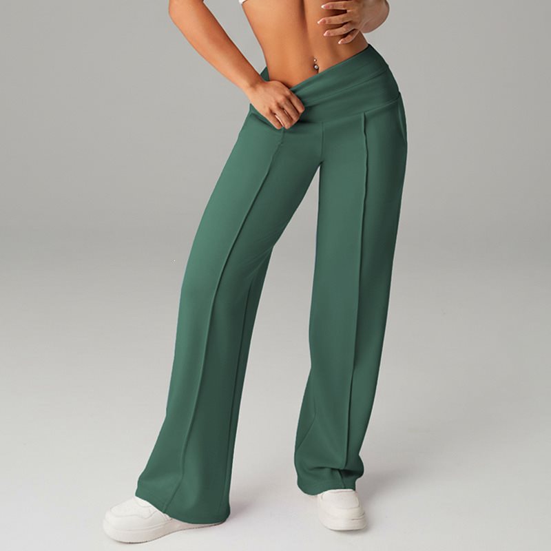 Women's High-Waist Palazzo Sweatpants with Crease and Comfort Waistband Mune Fashion