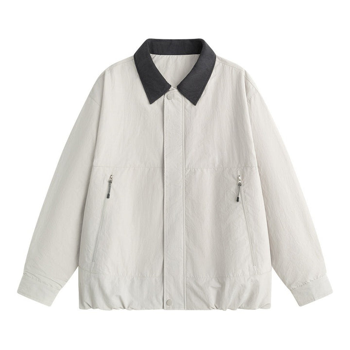 Men's Lightweight Harrington Transition Jacket with Cord Collar, Concealed Snap Button Placket & Zip Pockets Mune Fashion