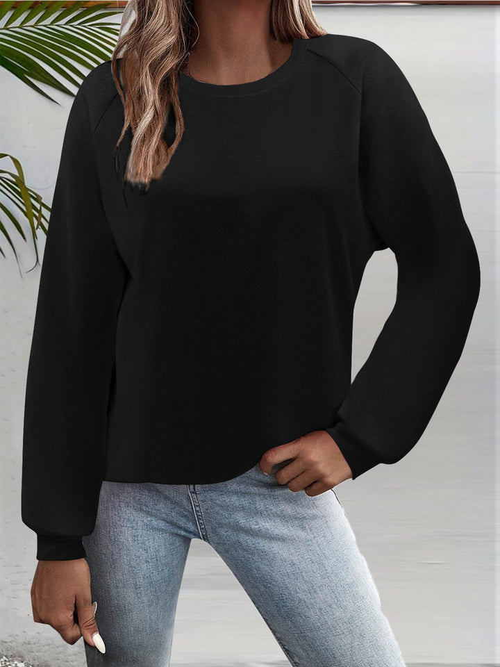 Women's Casual Round Neck Sweatshirt with Raglan Sleeves and Elastic Cuffs Mune Fashion