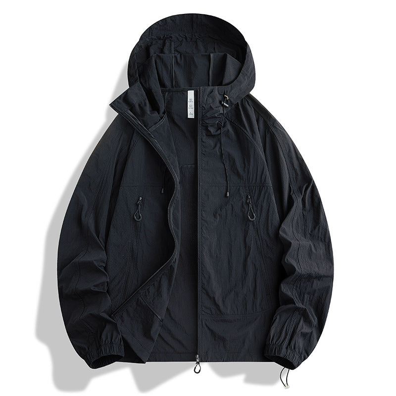 Men's Ultralight Hooded Wind Jacket with Pack Function, Mesh Lining & Zipper Pockets Mune Fashion