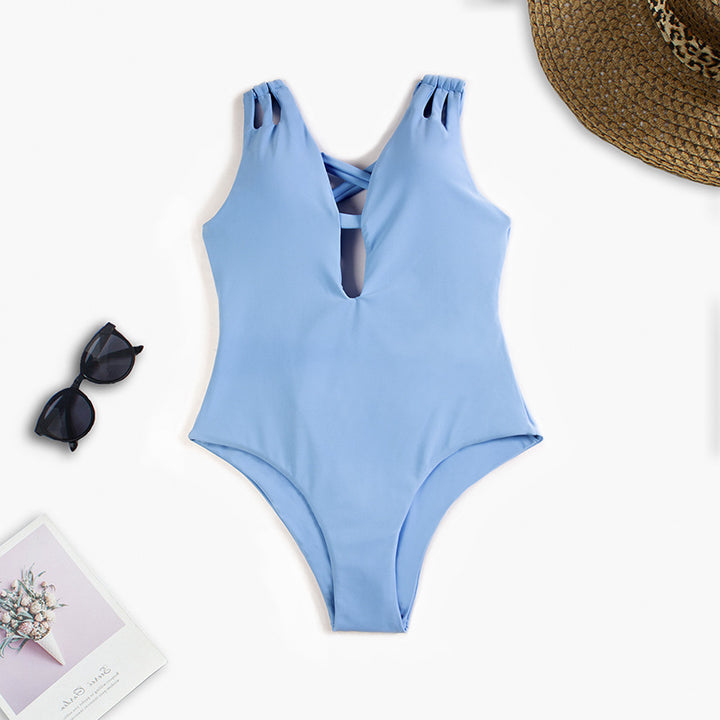 Women's Cut-Out Swimsuit with Fashionable Cross Straps Mune Fashion