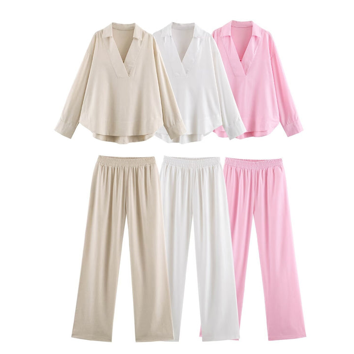 Women's Wide Lounge Pants with Elastic Waistband and Flowing Viscose Quality Mune Fashion