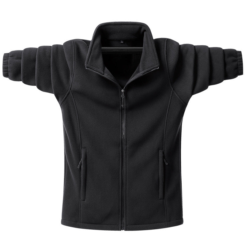 Men's classic fleece jacket with full-length zipper, stand-up collar, and concealed pockets Mune Fashion