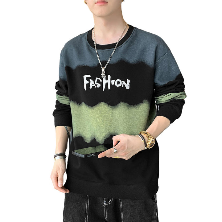 Men's Oversized Sweatshirt with Tie-Dye Effect, Crew Neck and Print Mune Fashion