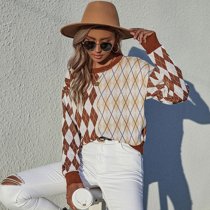 Women's patterned pullover in diamond pattern Mune Fashion