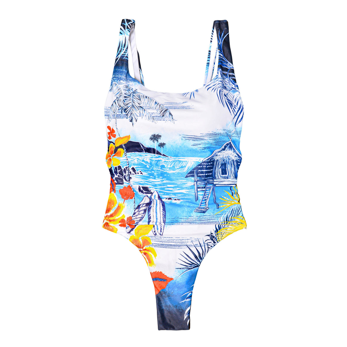 Ladies One-Piece Swimsuit with Floral Tropical Design Mune Fashion