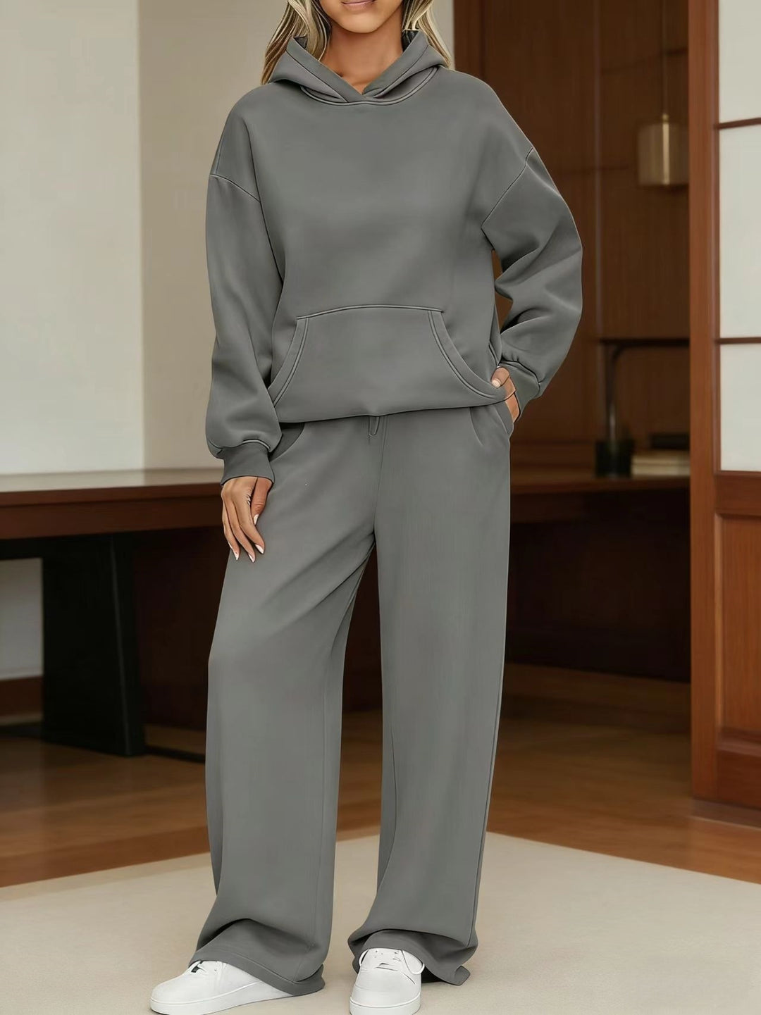 Women's cozy oversized hoodie and wide jogger pants set Mune Fashion