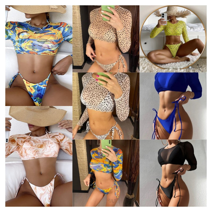 Women's bikini set with transparent long sleeve blouse Mune Fashion