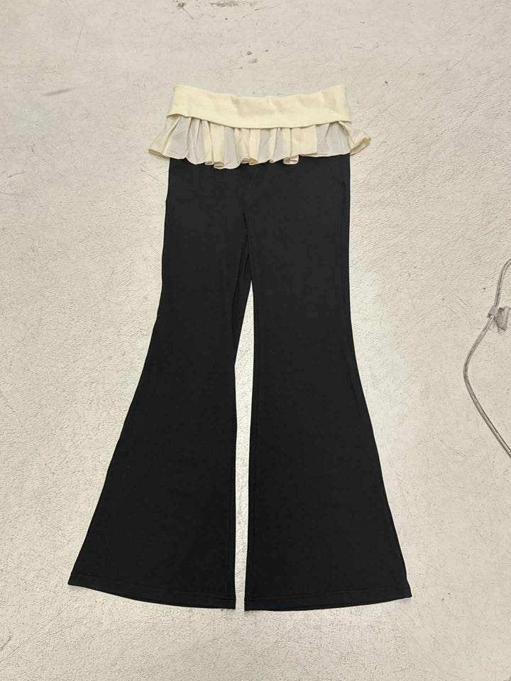 Women's tailored high-waist flared pants with decorative tape, belt loops, and flared leg Mune Fashion