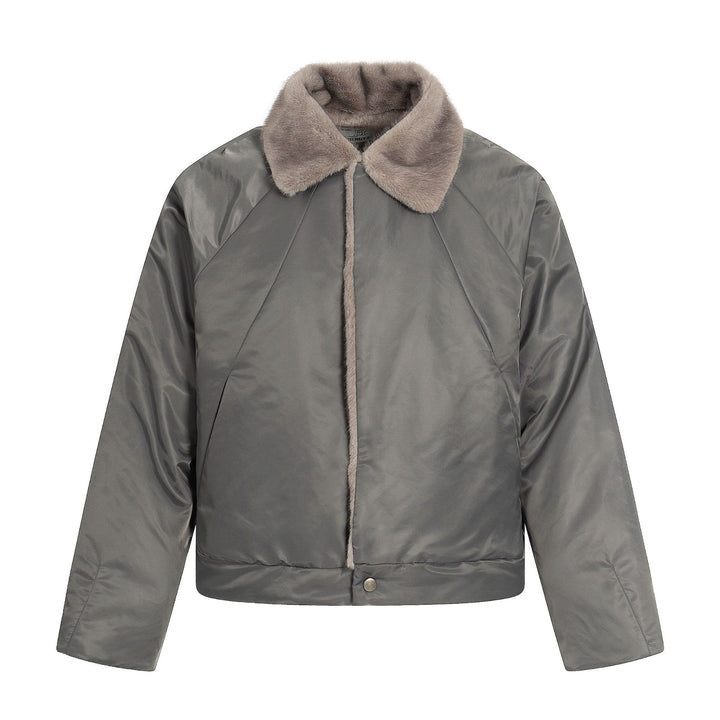 Women's Short Cut Quilted Blouson with Woven Fur Collar Mune Fashion