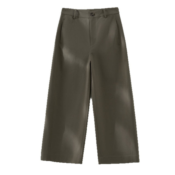 Women High-Waisted Wide Suit Trousers with Crease and Straight Leg Mune Fashion