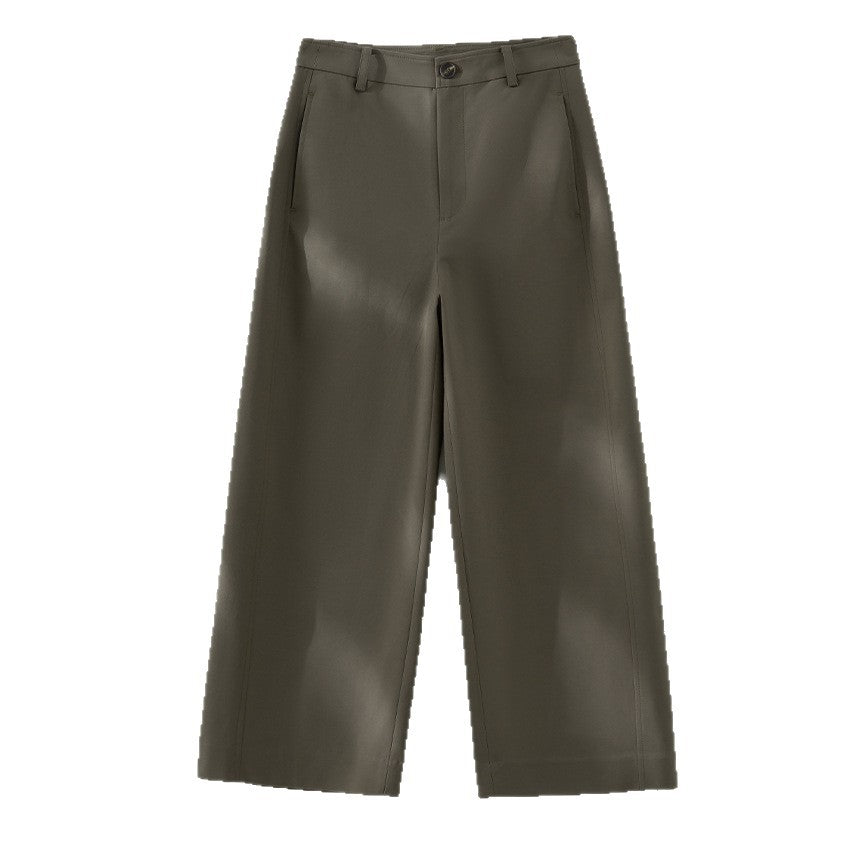 Women's Wide Culotte Pants with High Waist, Press Fold, and Straight Leg Mune Fashion