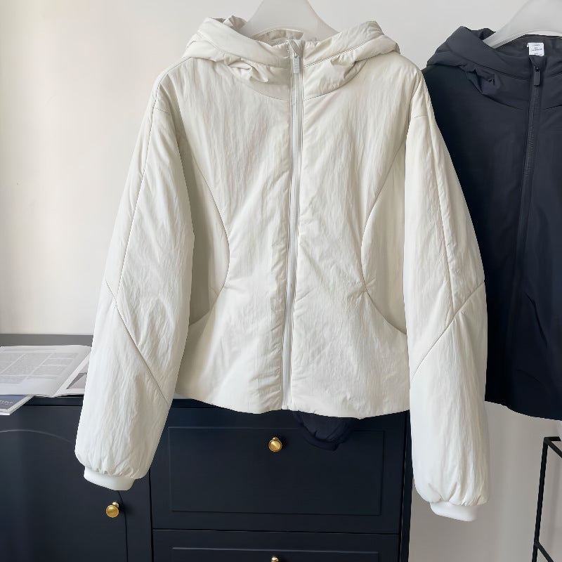 Women short cut light thermo hoodie jacket with oversized silhouette Mune Fashion