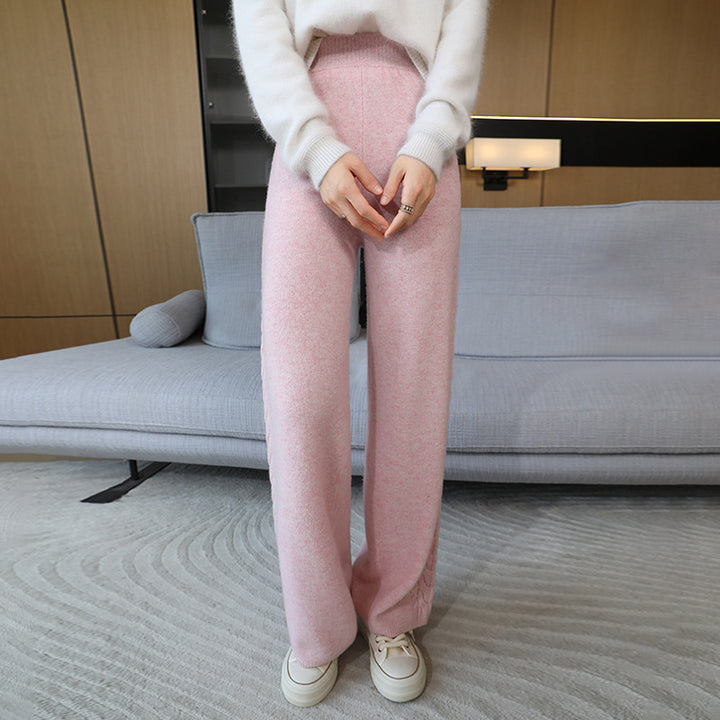 Women's Elegant Knitted Pants with Cable Pattern Mune Fashion