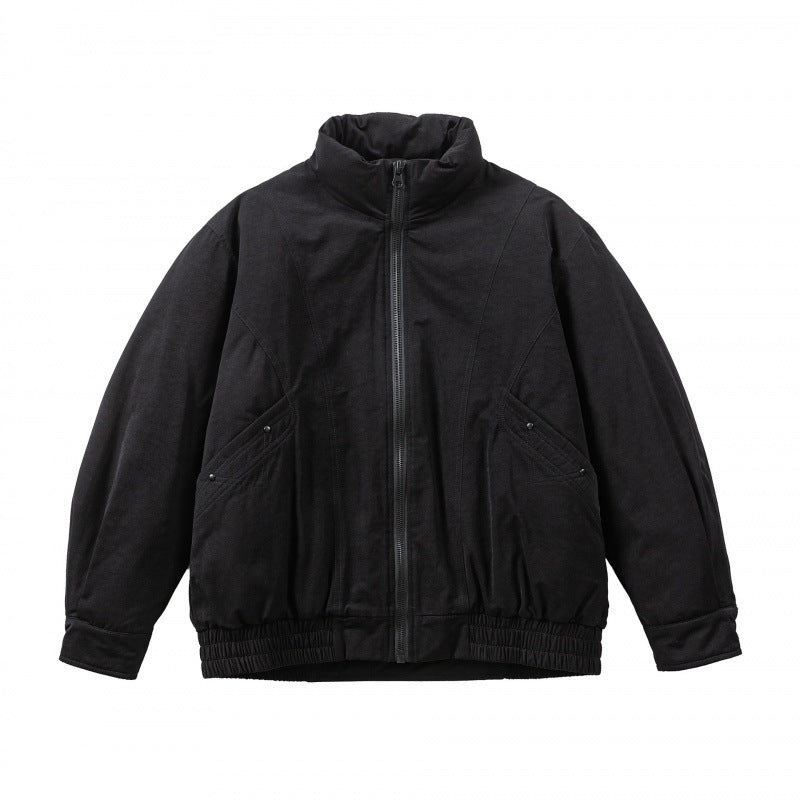 Men's Oversized Bomber Jacket made of Suede Look with High Standing Collar and Elastic Hem Mune Fashion