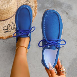 Ladies Suede Moccasin with Padded Platform Footbed and Decorative Lacing Mune Fashion