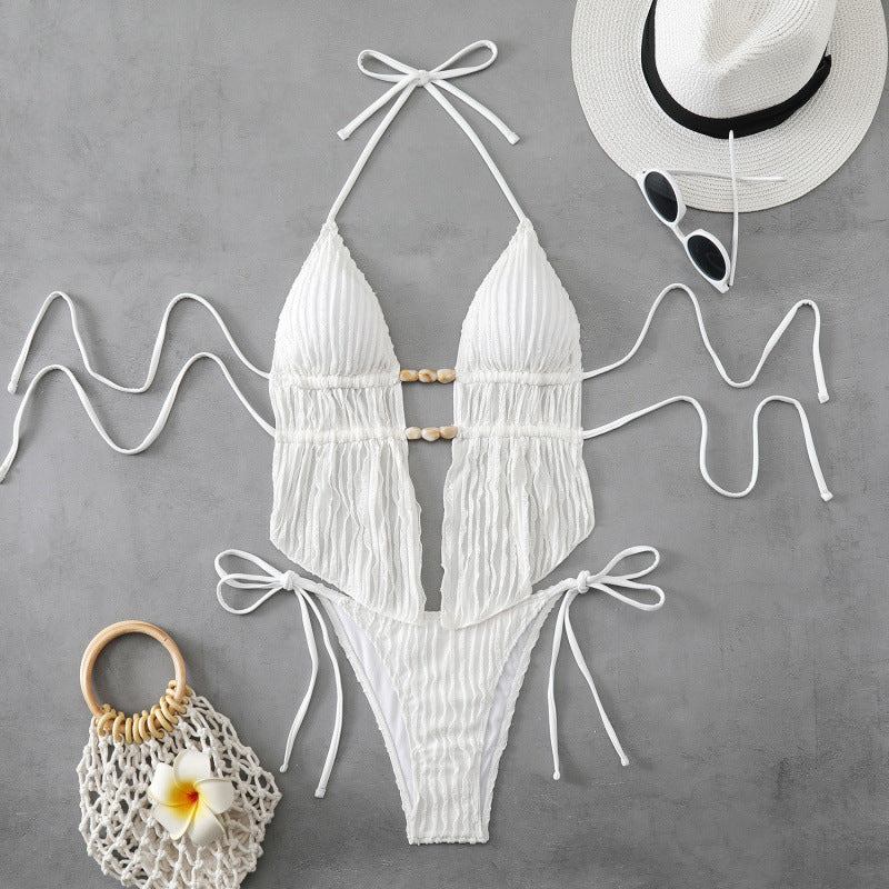 Ladies bikini set with refined point design and fashionable tie details Mune Fashion