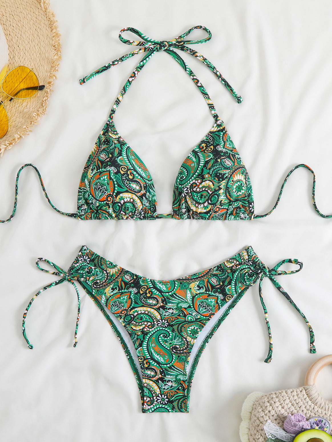 Ladies Bikini set with adjustable triangle top and high cut leg Mune Fashion