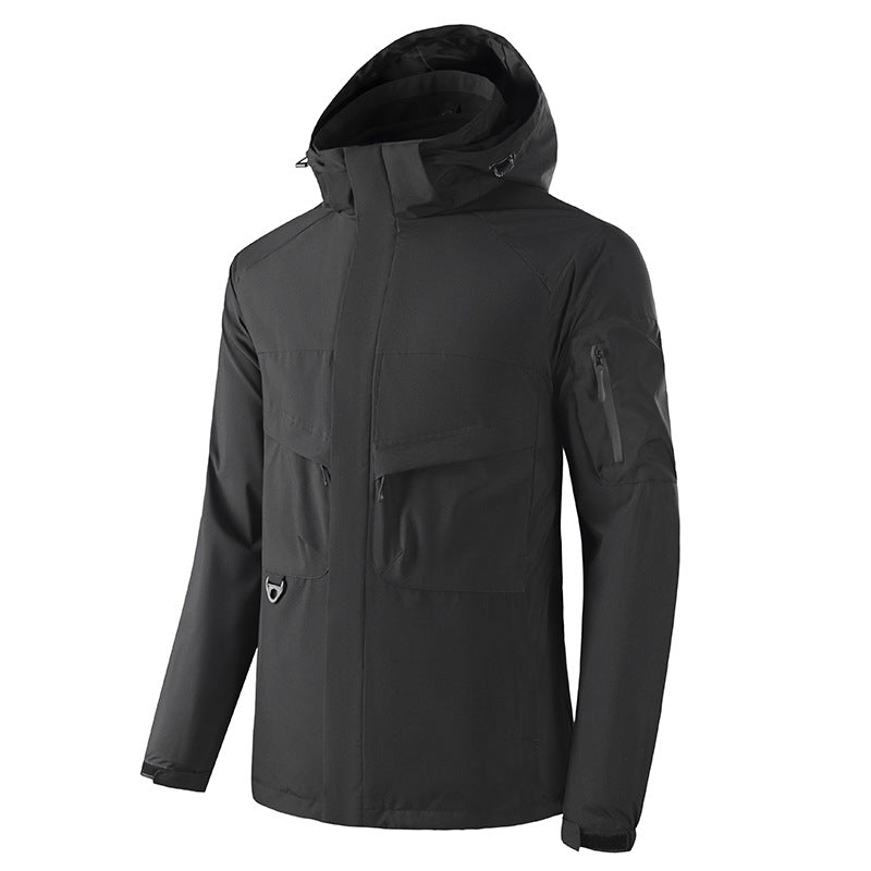Men's Waterproof Softshell Outdoor Jacket with Welded Seams, Tactical Chest Pockets and Adjustable Hood Mune Fashion