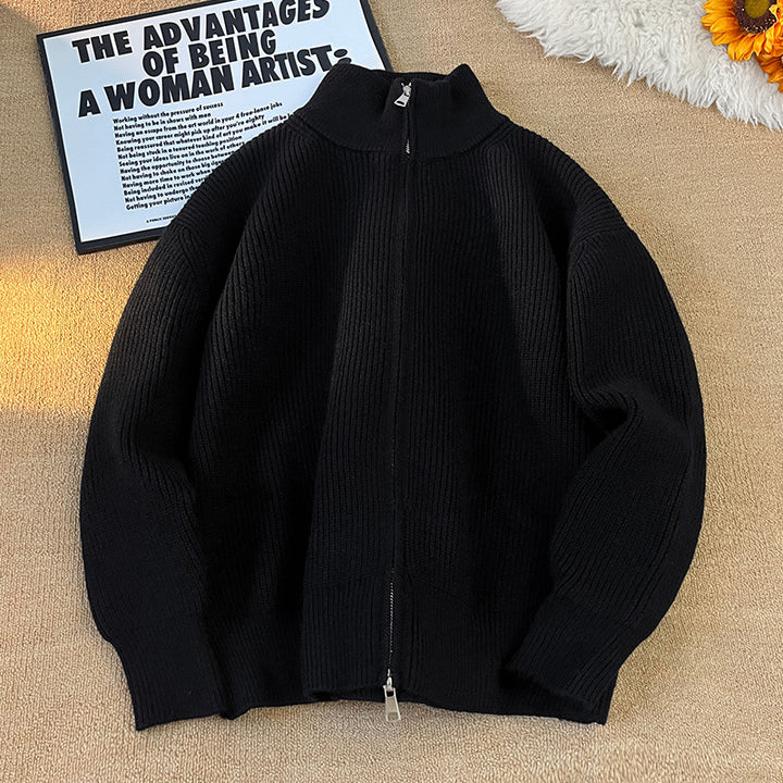 Women Fashionable Knit Sweater with High Collar Mune Fashion