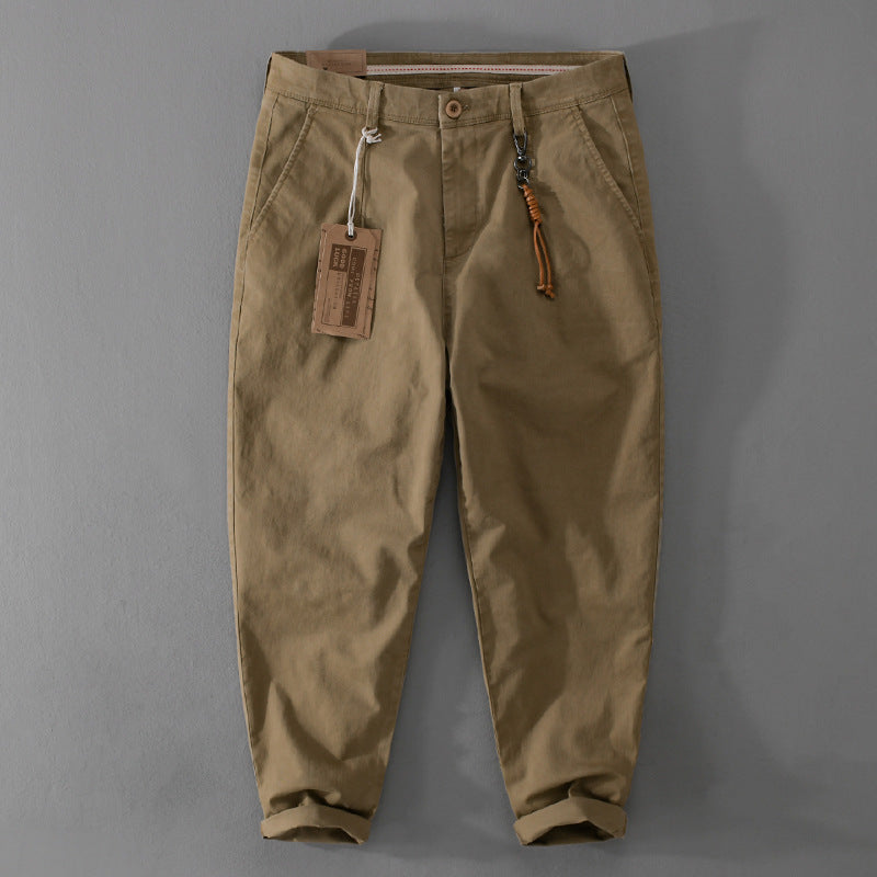 Men's Cotton Twill Chino in Relaxed Tapered Fit with Drawstring Waistband and Patch Pockets Mune Fashion