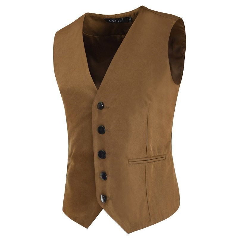 Men's Satin Tuxedo Vest with Tailored Fit, V-Neck and Elegant Button Placket Mune Fashion