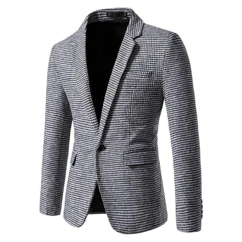Men's slim houndstooth blazer with structured woven look, single-button closure and stretch comfort Mune Fashion