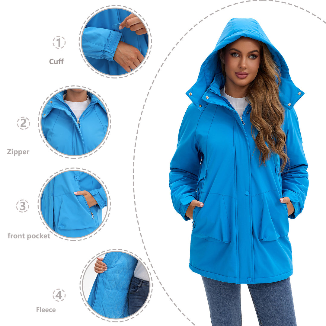 Women's tailored parka with hood, concealed zipper and practical zippered pockets Mune Fashion