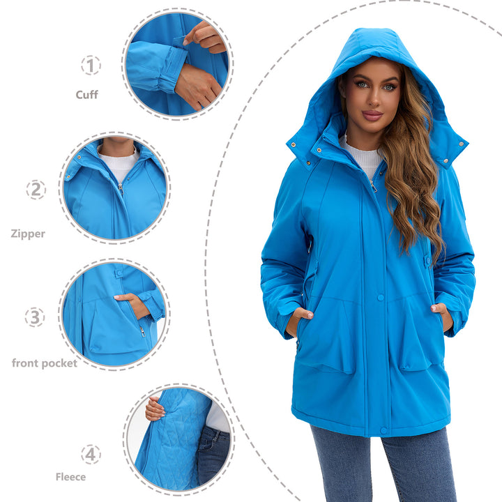 Women's tailored parka with hood, concealed zipper and practical zippered pockets Mune Fashion
