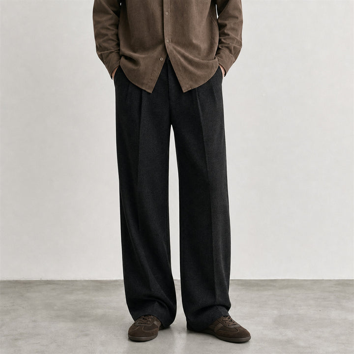 Men's wide pleated trousers made of wool blend with wide leg Mune Fashion