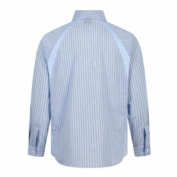Men's Striped Cotton Shirt with Embroidered Logos and Contrasting Piping Mune Fashion