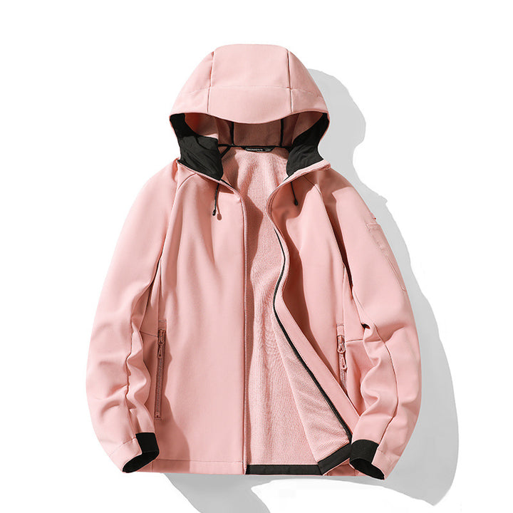 Women's softshell jacket with hood and fleece lining, windproof water-repellent Mune Fashion