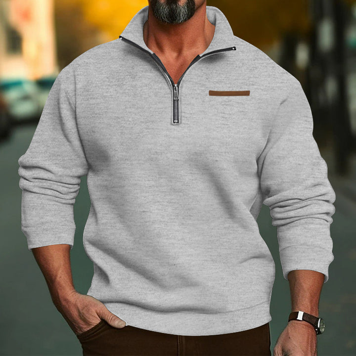 Men's padded half-zip sweatshirt with stand-up collar and chest pocket Mune Fashion