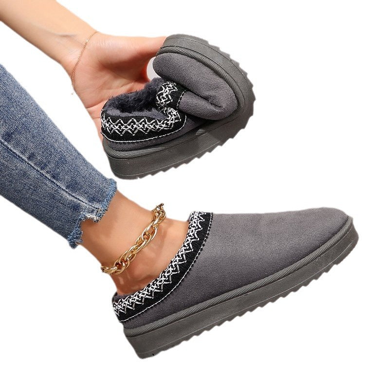Women’s Insulated Slippers with Cozy Faux Fur Insole and Embroidered Entry Mune Fashion