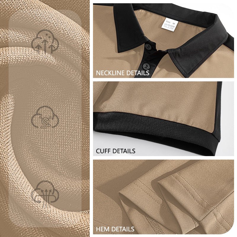 Men's nan Premium polo in retro contrast look with shirt collar and three-button placket Mune Fashion