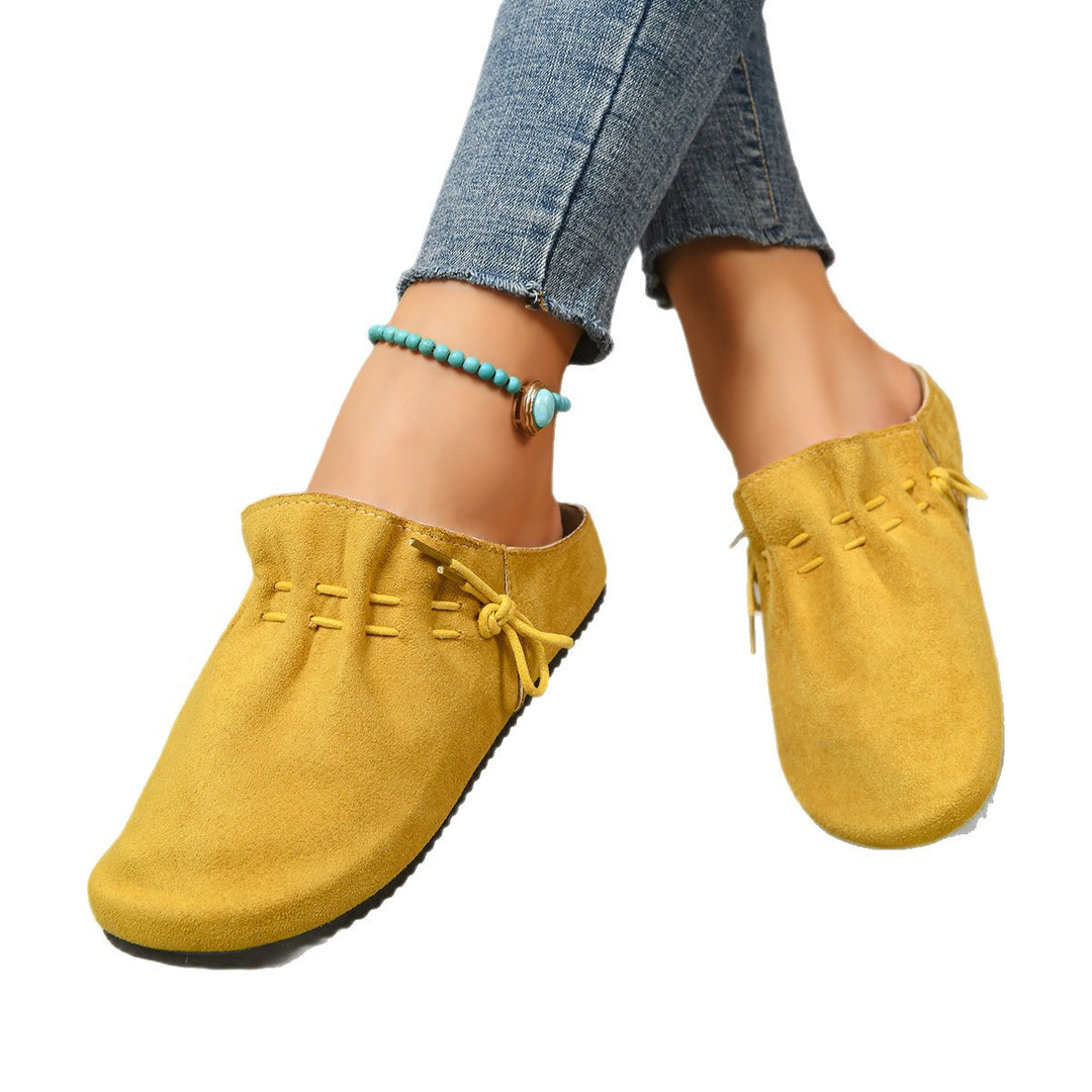 Ladies nan padded velour slip-on with teddy insole, soft insole and decorative lacing Mune Fashion